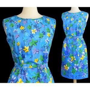 Vintage 60s Hawaiian Sleeveless Dress, Made in Hawaii for Andrade, Size M Medium